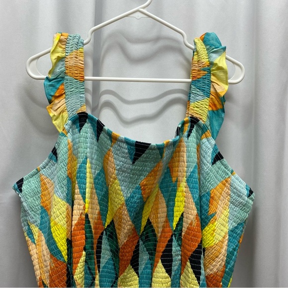 Torrid womens shirt size 6X peplum gauze smocked top colorful plus size - Picture 3 of 9